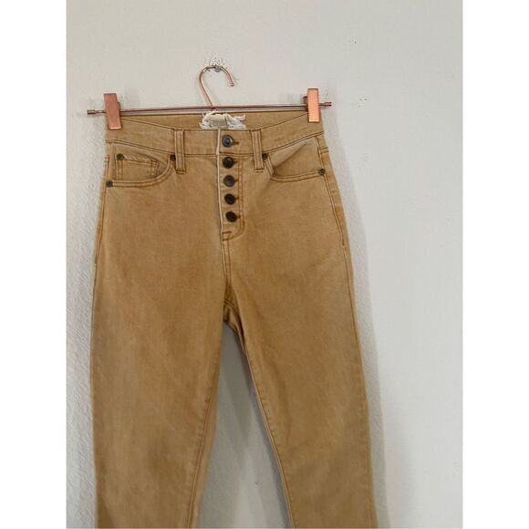 Altar’d state mustard yellow button fly high rise skinny jeans size 25 - Picture 2 of 7